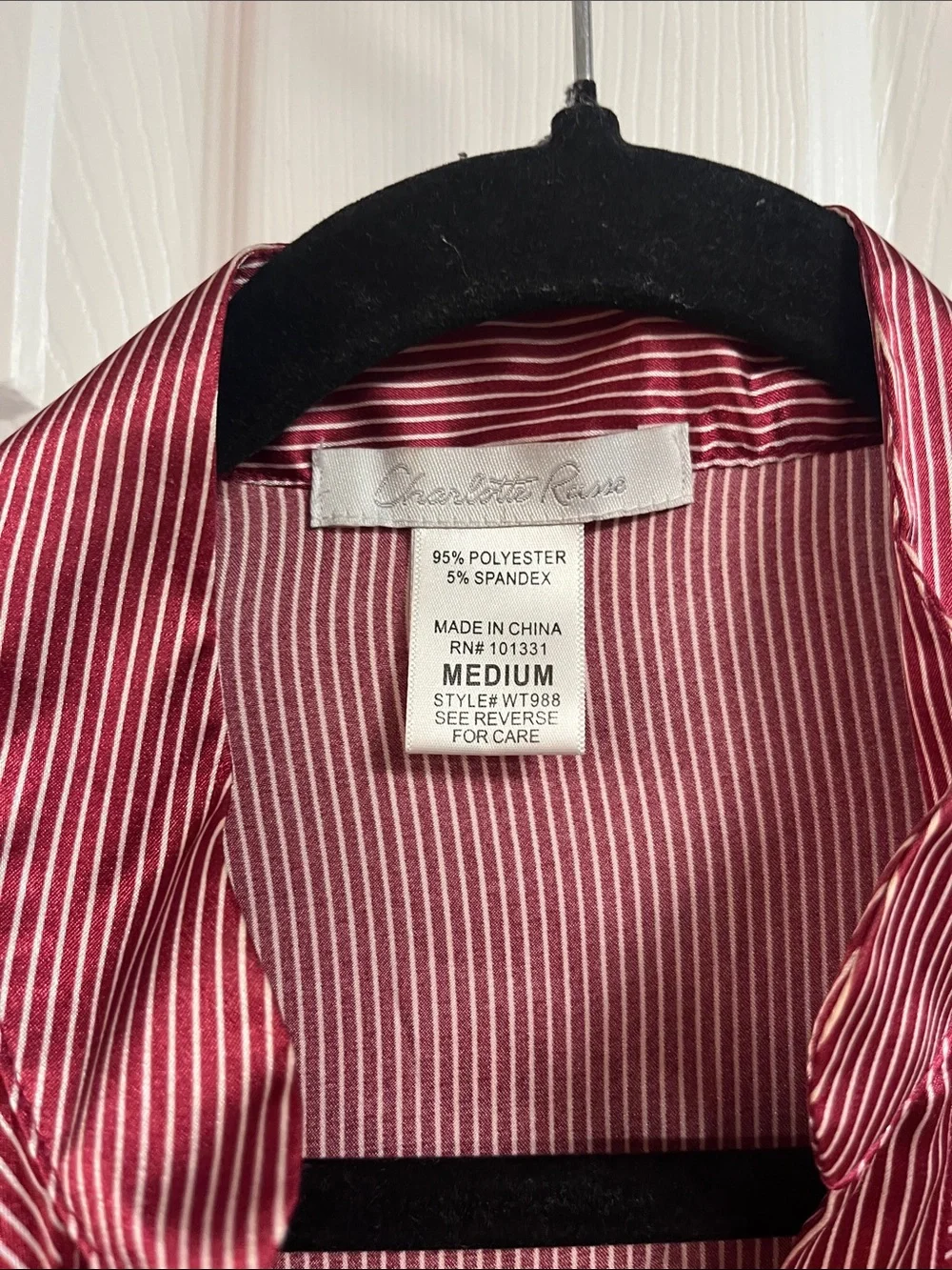Charlotte Russe Pink Striped Satin Button-Front Blouse